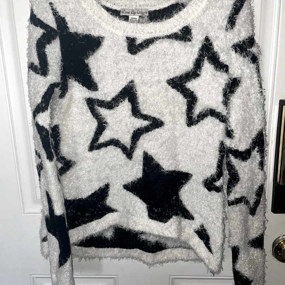 Fuzzy Soft Star Print Sweater